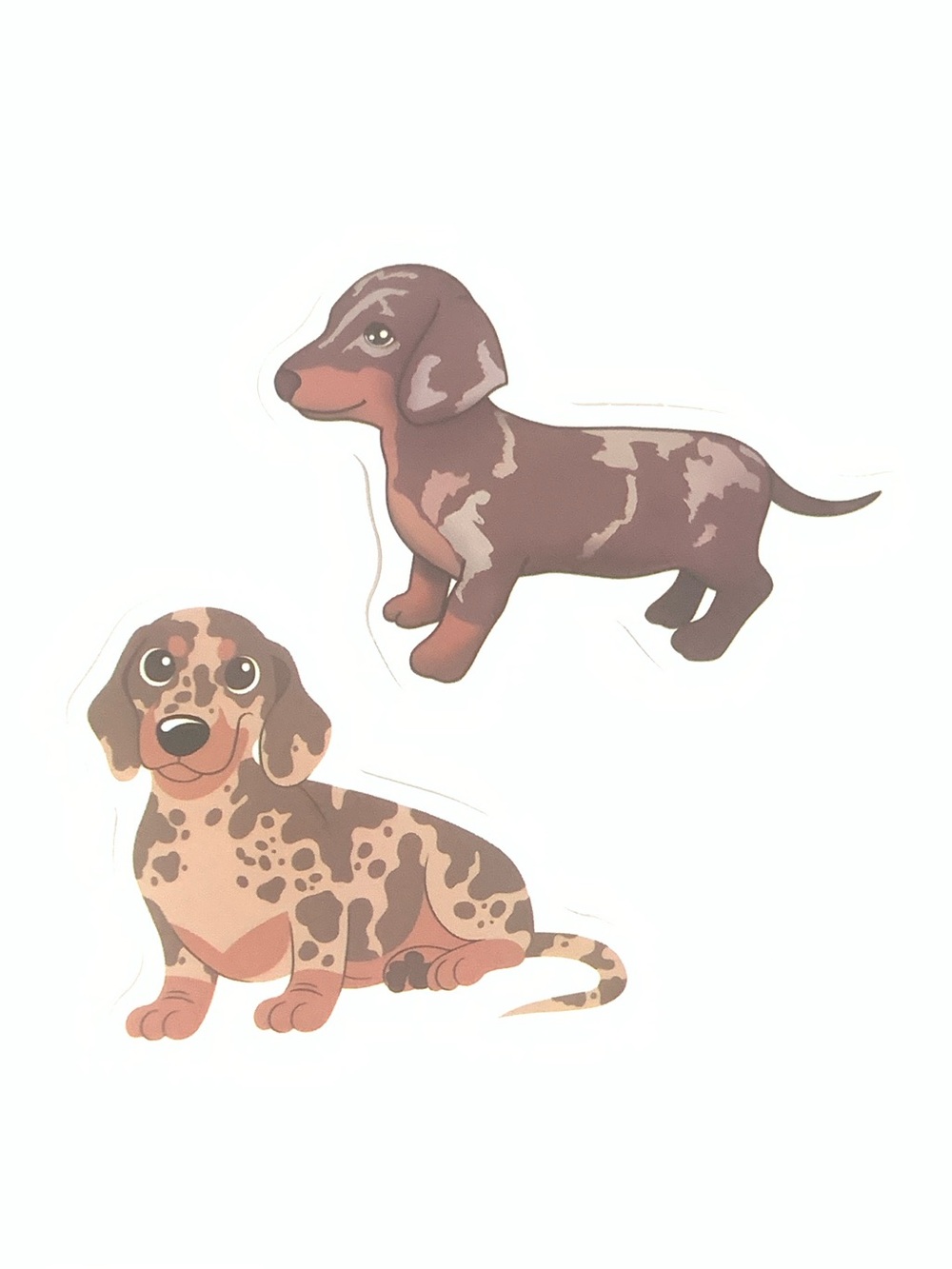 Dachshund Dog Vinyl Stickers - Brown & Tan